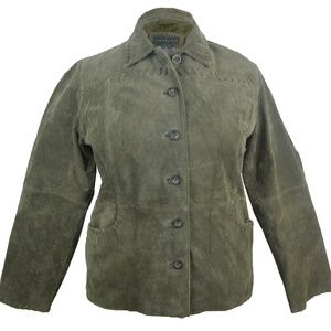 Relativity Genuine Leather Olive Jacket Size L